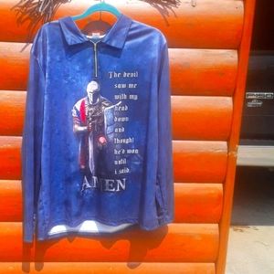 ⚜️ AMEN  Prayer Warrior✝️  Bluish Tie Dye Shirt 1/4 Zip Unisex XL